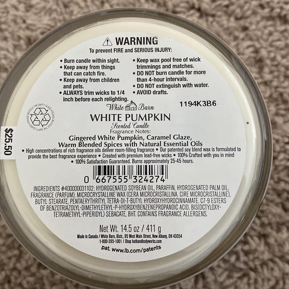 B&BW White Pumpkin 3 wick candle - Picture 3 of 4